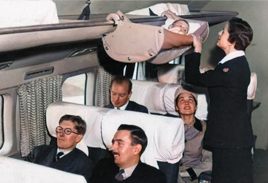 How babies used to travel on airplanes in the 1950s