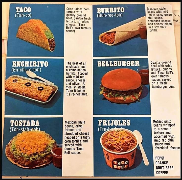 Taco Bell Menu, 1972