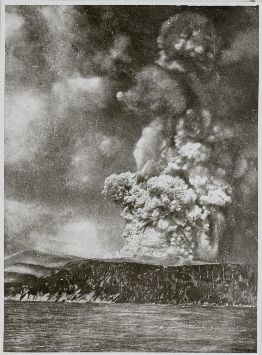 This 1883 photograph shows the aftermath of the eruption of Krakatoa. The explosive force of a 200-megatonne bomb killed 36,000 people and cooled the entire Earth by an average of 0.6°C. The ensuing tsunami waves reached as high as 150 ft, rocking ships as far away as South Africa.