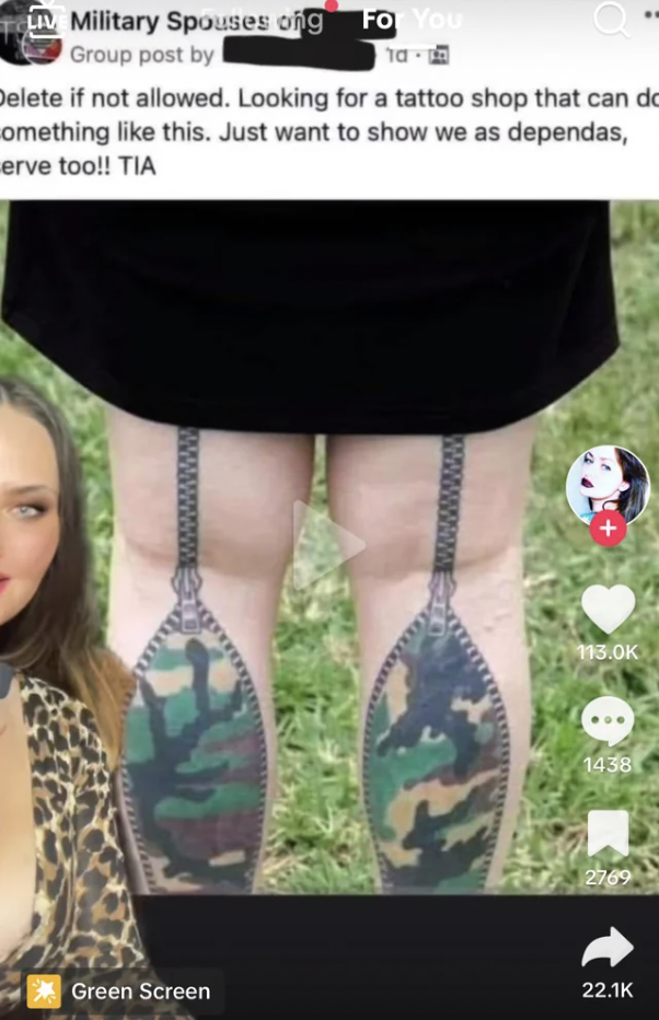 Military wife wants to get this tattoo because she serves too.