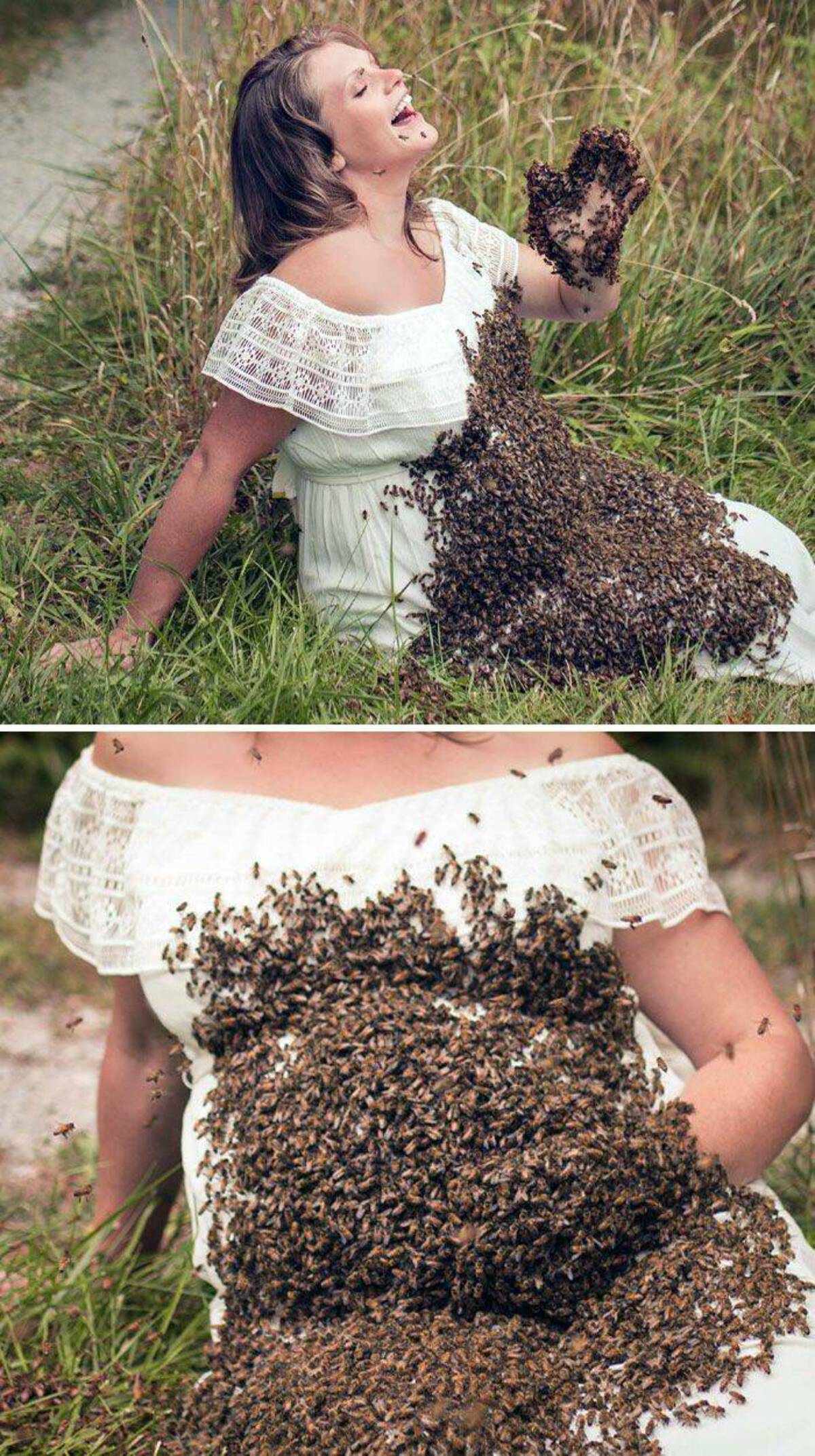 Pregnancy photoshoot with bees. 