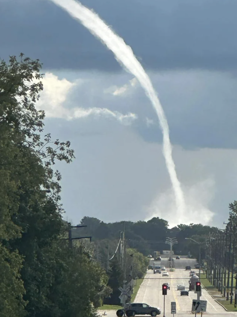 Water spout on Lake Michigan yesterday as seen from Racine, WI.