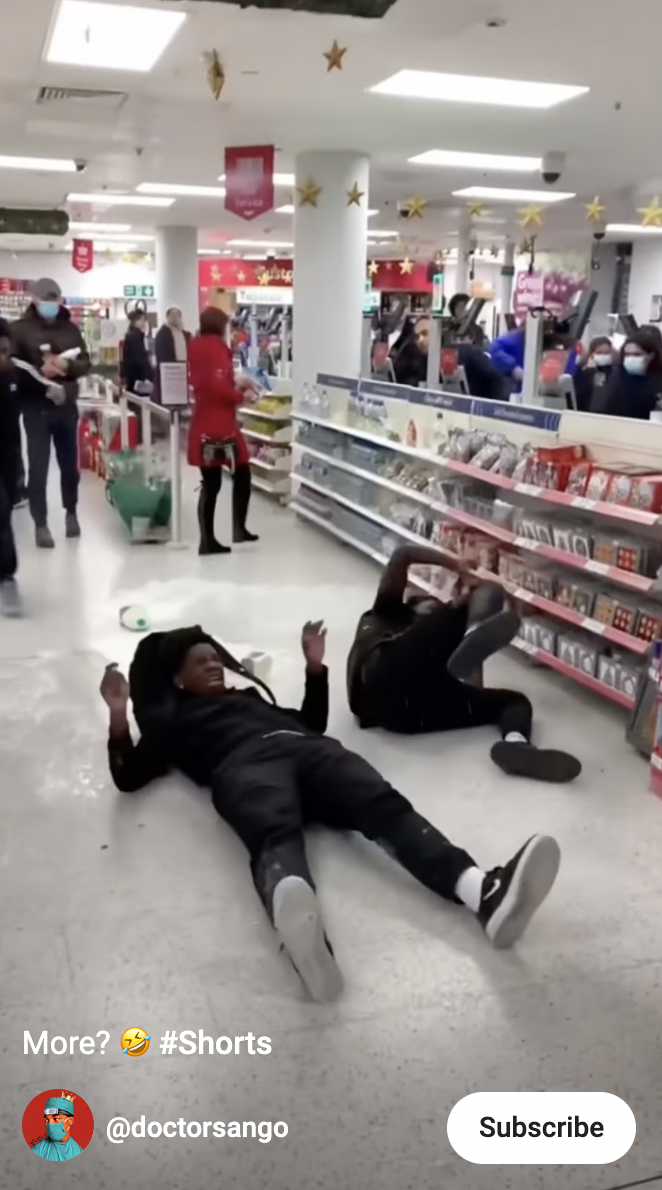 Spilling milk all over Target for a skit.