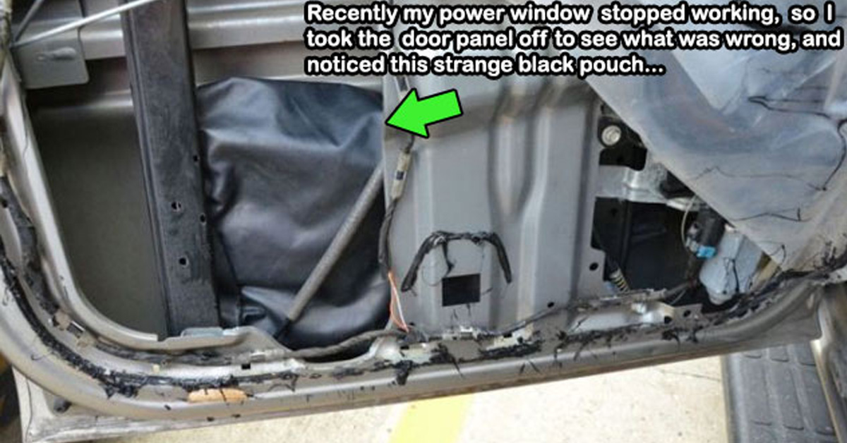 This car owner was having some issues with his power windows after the one on his driver's side rear door stopped working.  He decided to see if he could investigate to determine the cause and began the process of removing the outer panel, and plastic covering to discover the issue.
<br/><br/>
He ended up finding a black pouch wedged into the space in the door and was shocked to discover several wrapped square bundles.  Luckily for him it wasn't drugs or explosives, but cold hard cash!