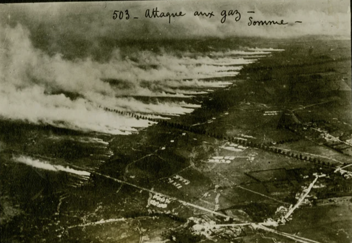 "Gas Attack on the Somme" during the Battle of the Somme. 1916.