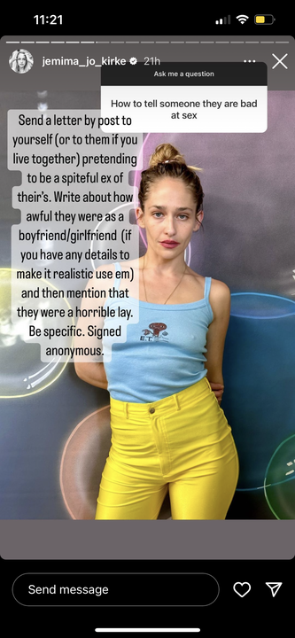 'The Key To Being Sexy Is Divorce': All the Deranged Advice From Jemima Kirke's Most Recent IG AMA