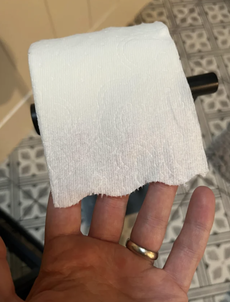 Toilet paper with wavy perforations.