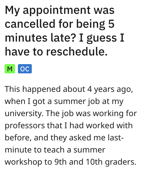 'I'm About 72 Hours Early': Office Cancels Worker's Appointment for Being 5 Minutes Late, So They Make a New One and Show Up Days Early Instead