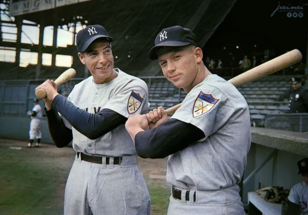 Joe Dimaggio and Mickey Mantle in 1951.