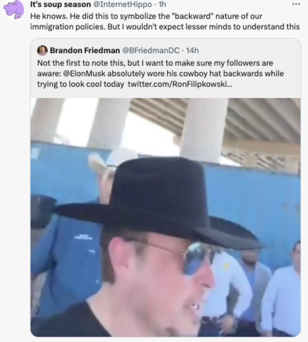 'Howdy Ma'm, Can I Interest You In a Divorce?': Cowboy Elon Memes Here To Fix the Border Crisis 