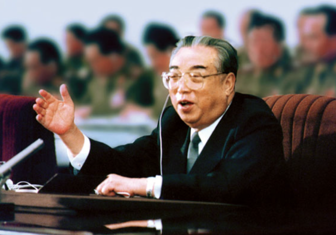 North Korean founder Kim Il Sung declares his son and future leader Kim Jong Il to be the supreme commander of the Korean People's Army during a speech in 1991.