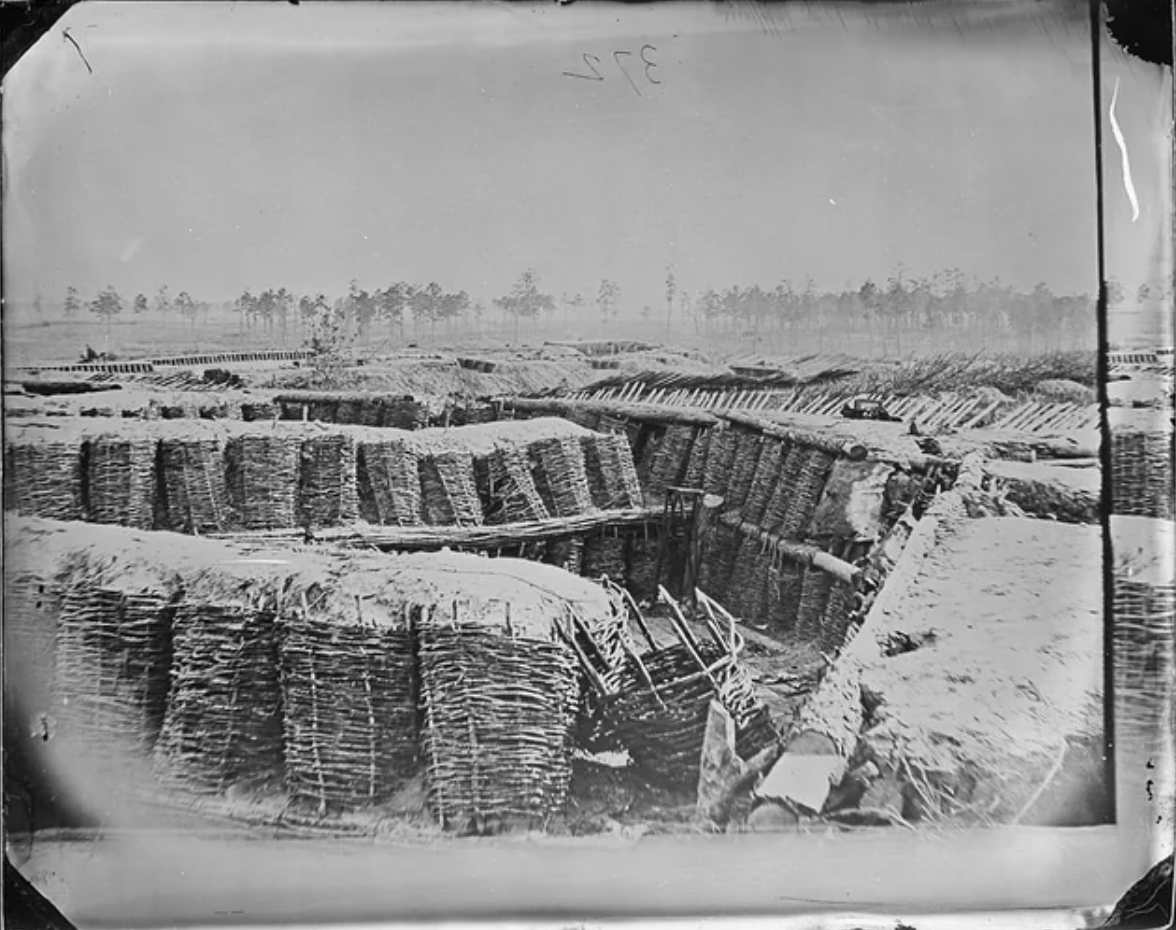 Fascine Trench Breastworks, Petersburg, Va. Union Fort Sedgwick, aka "Fort H**l," 1865.