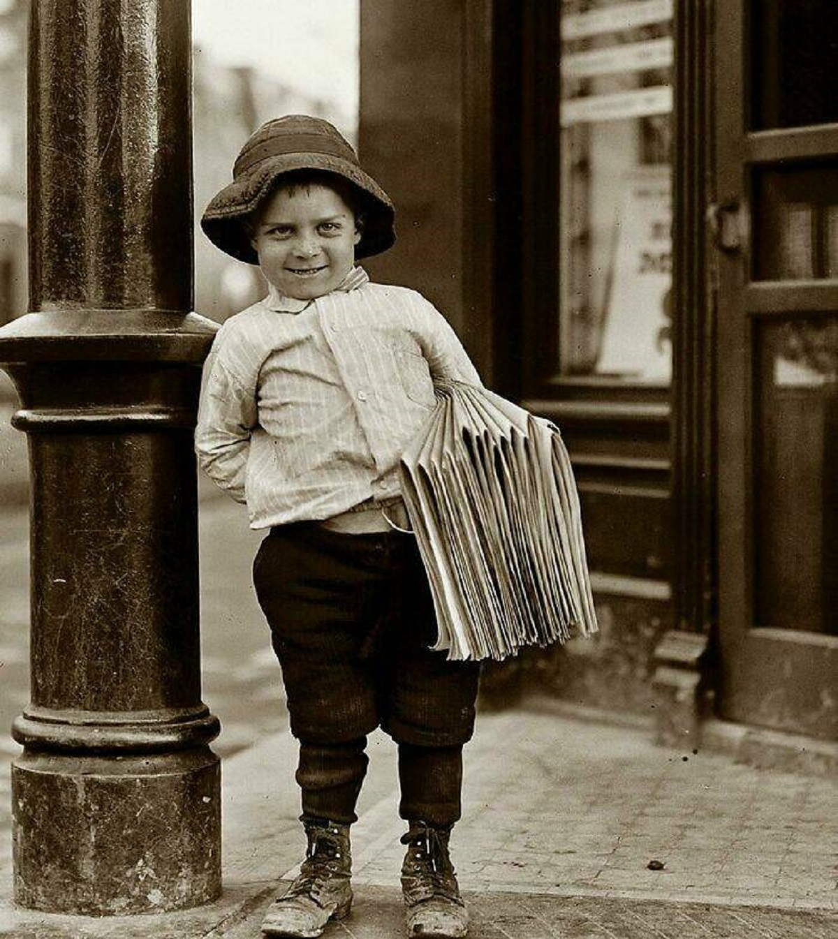 Six Year Old Paperboy, 1910.