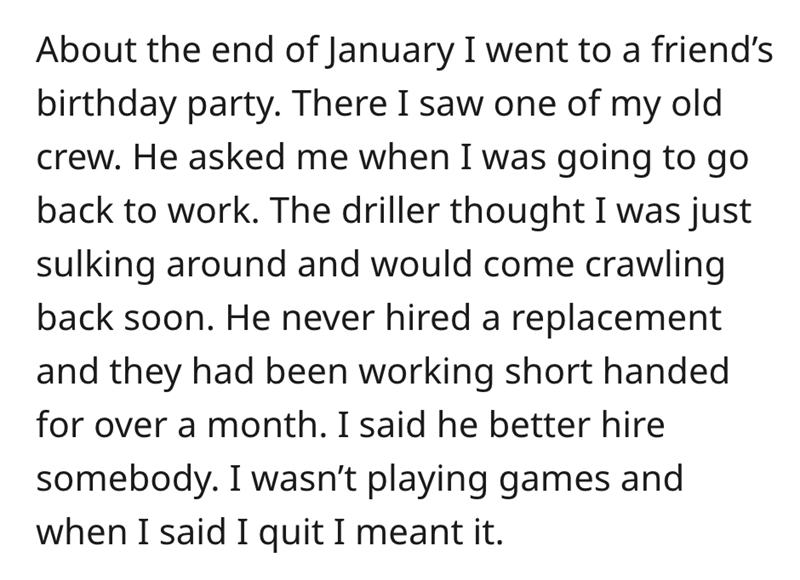 'Fired If I Don't Work That Day?": Oil Rig Worker Calls Their Bad Boss' Bluff and Quits
