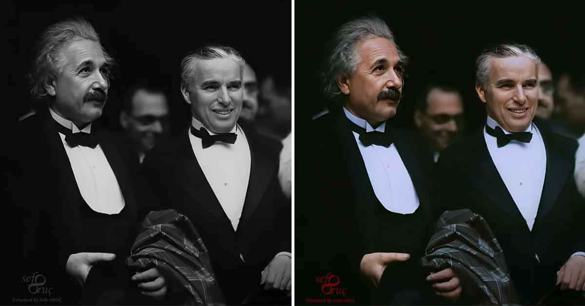 Albert Einstein and Charlie Chaplin City Lights premiere 1931.
