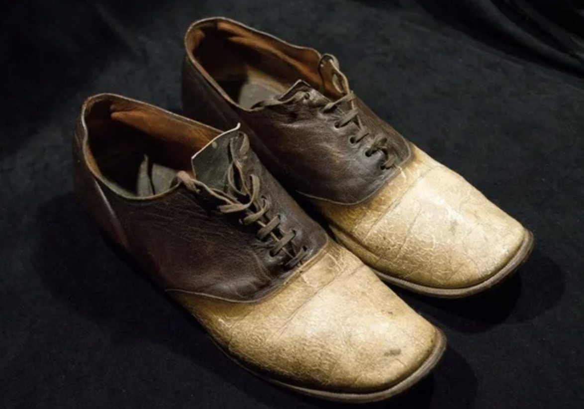 A pair of human skin shoes worn by a governor from Wyoming in the 1870s.