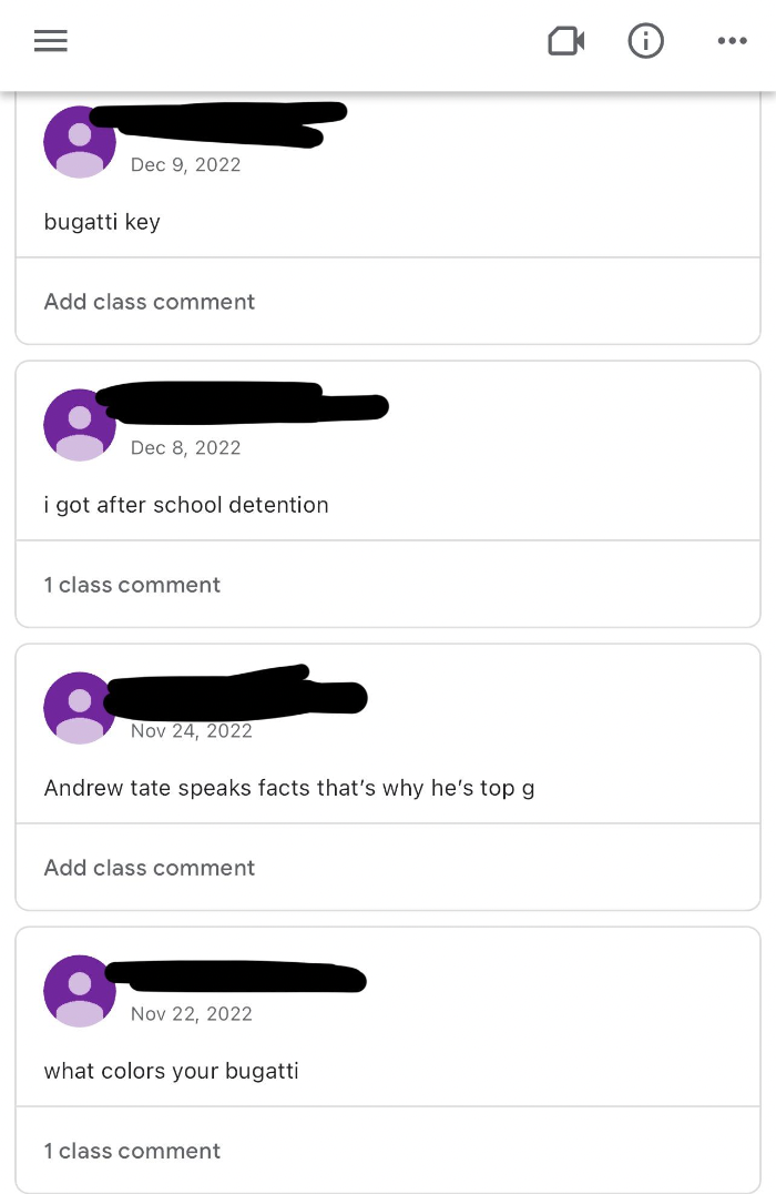 “My son is in 3rd grade and I just noticed some classmates’ posts on the google classroom. This would have been from second grade!”