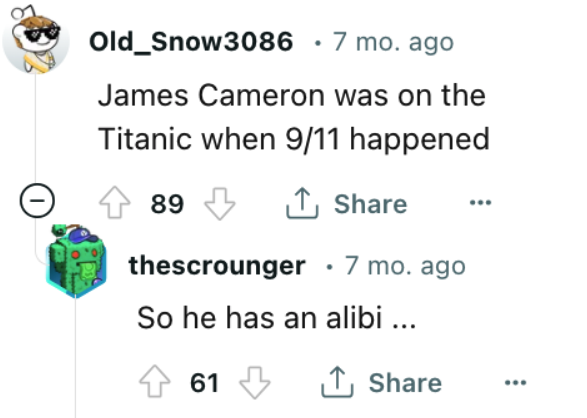 porsche museum - O Old Snow3086 7 mo. ago James Cameron was on the Titanic when 911 happened 89 thescrounger. 7 mo. ago So he has an alibi ... 61 ...