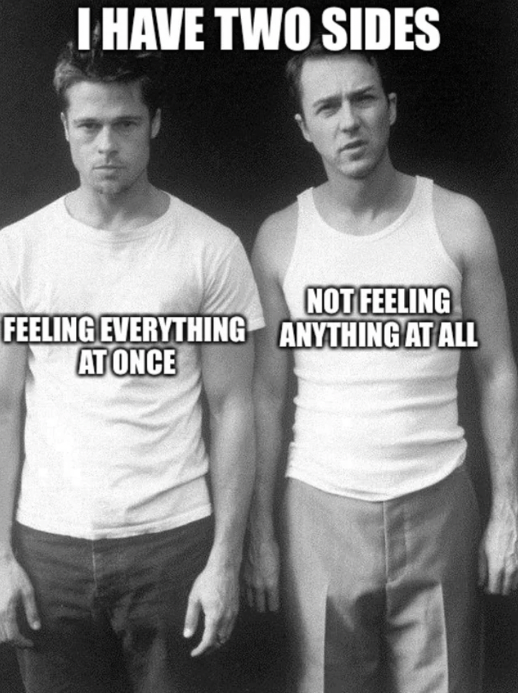 edward norton fight club - I Have Two Sides Feeling Everything At Once Not Feeling Anything At All