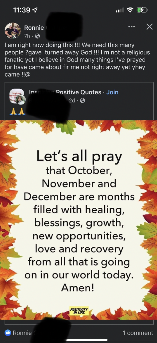 pray that october november and december - 7 Ronnie I am right now doing this !!! We need this many people ?gave turned away God !!! I'm not a religious fanatic yet I believe in God many things I've prayed for have came about fir me not right away yet yhey