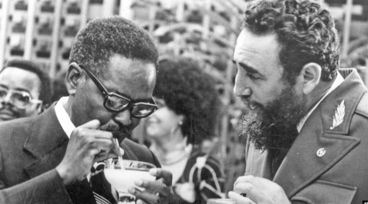 Fidel Castro and Agostinho Neto, leader of MPLA, July 1976.