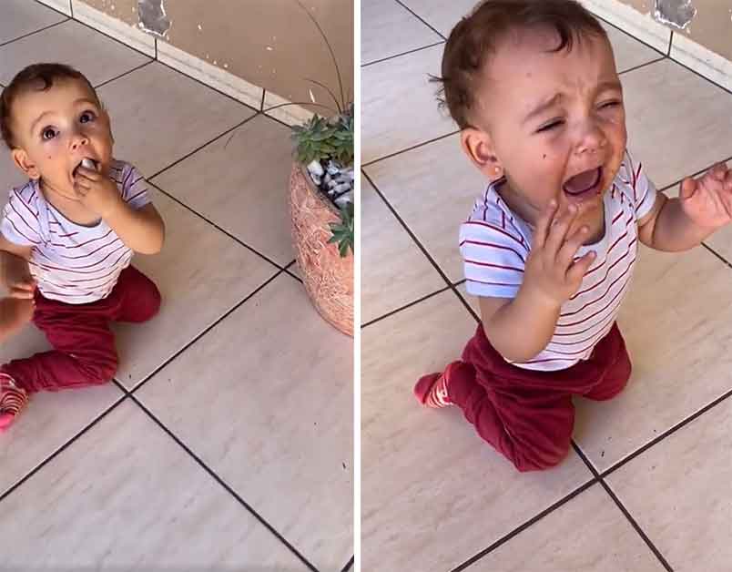 Girl upset her dad won’t let her eat a rock. 