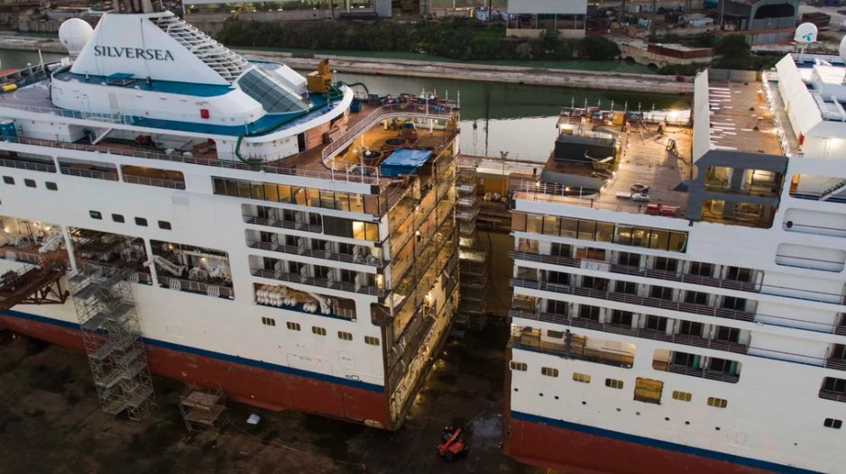 Rather than build a new cruise ship, Silversea has decided to cut their current ship in half with “military precision” and add another 50 feet of space right in the middle of the vessel. The project cost $100 million and took over 450,000 man hours to cut the 36,000 ton ship in half.