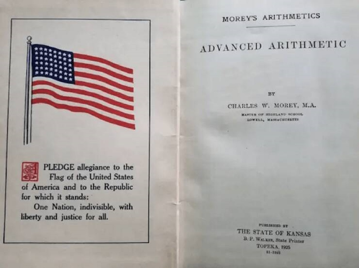 pledge of allegiance without god - Pledge allegiance to the Flag of the United States of America and to the Republic for which it stands One Nation, indivisible, with liberty and justice for all. Morey'S Arithmetics Advanced Arithmetic Charles W. Morey, M