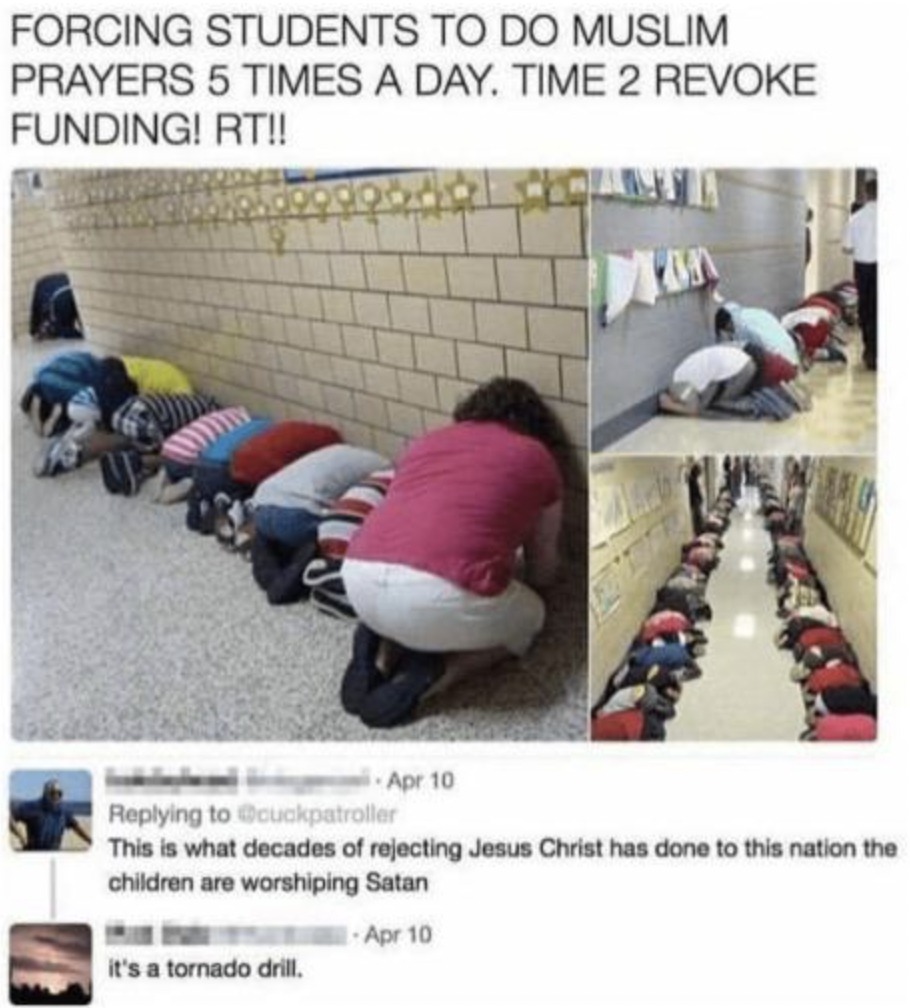 shoe - Forcing Students To Do Muslim Prayers 5 Times A Day. Time 2 Revoke Funding! Rt!! Stt Apr 10 This is what decades of rejecting Jesus Christ has done to this nation the children are worshiping Satan Apr 10 it's a tornado drill.