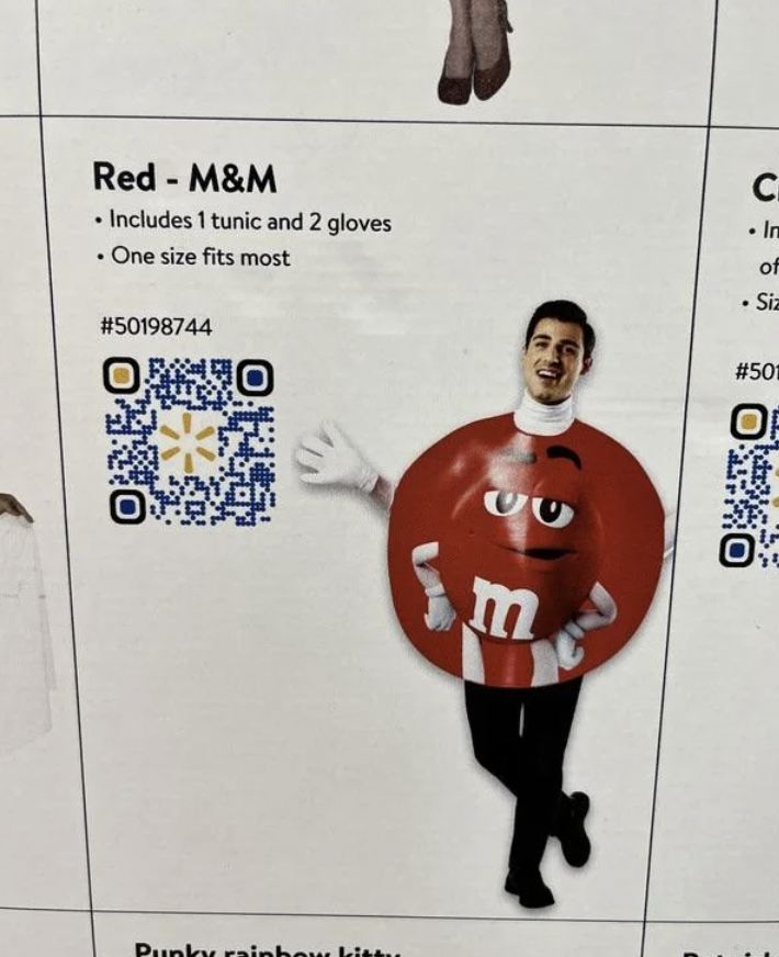 human behavior - Red M&M Includes 1 tunic and 2 gloves One size fits most . Punky rainbo ibu m C Im of Siz O