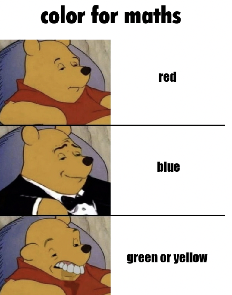cartoon - color for maths red blue green or yellow