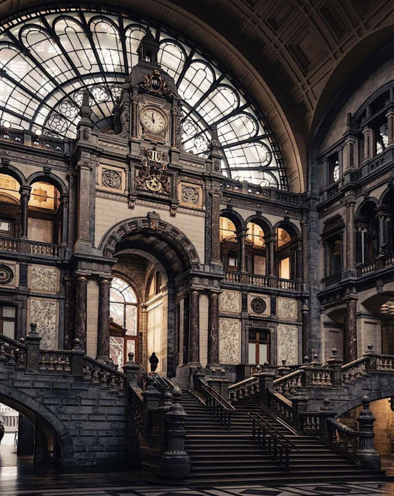 Entrance Hall of Antwerp Central Station, Belgium.