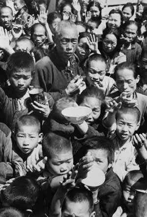 Photo of starving children lined up for food during the Great Chinese Famine of 1959-1961. The consensus is that around 30 million people didn’t make it through the famine. The famine was caused by communist policies during the failed Great Leap Forward economic campaign and natural disasters.