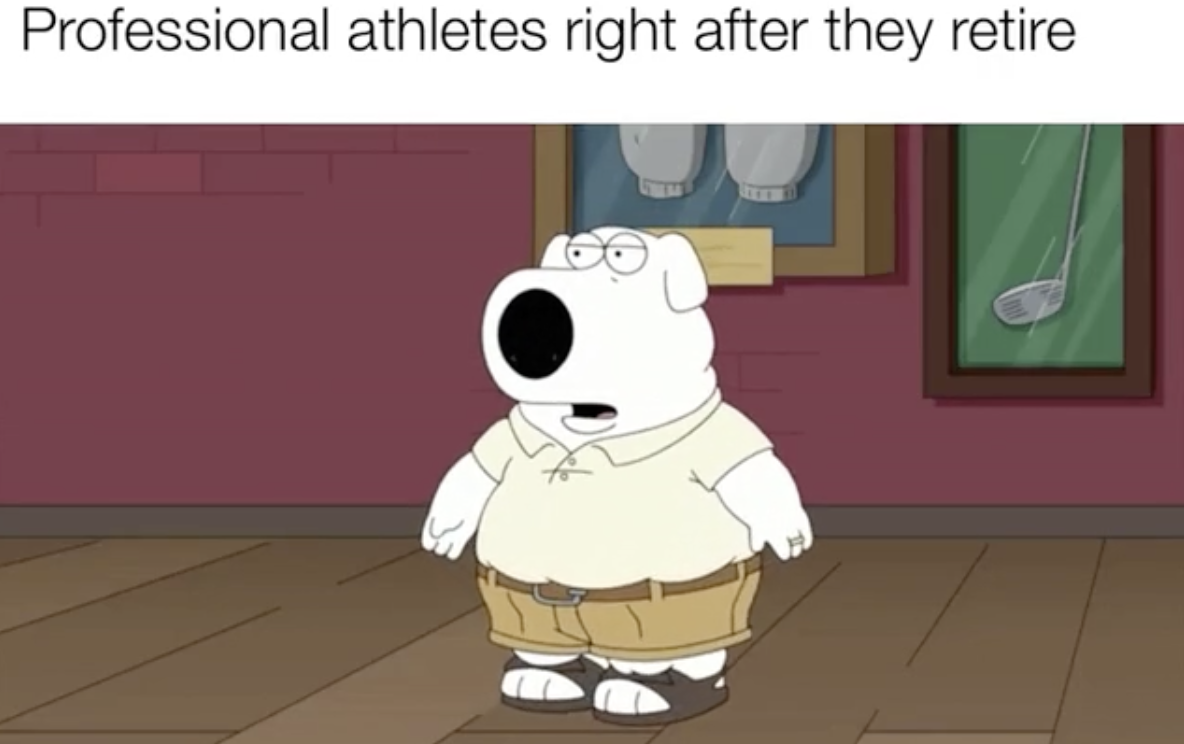 brian family guy fat - Professional athletes right after they retire