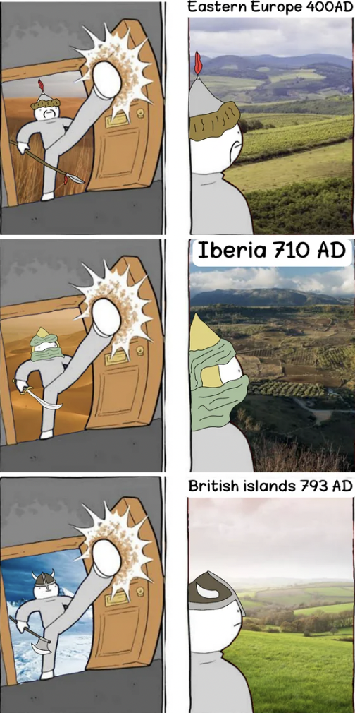 comics - Eastern Europe 400AD Iberia 710 Ad British islands 793 Ad
