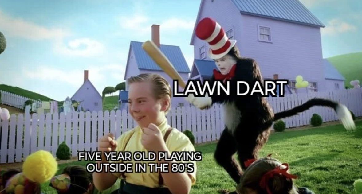 tree - Lawn Dart Co Five Year Old Playing Outside In The 80'S