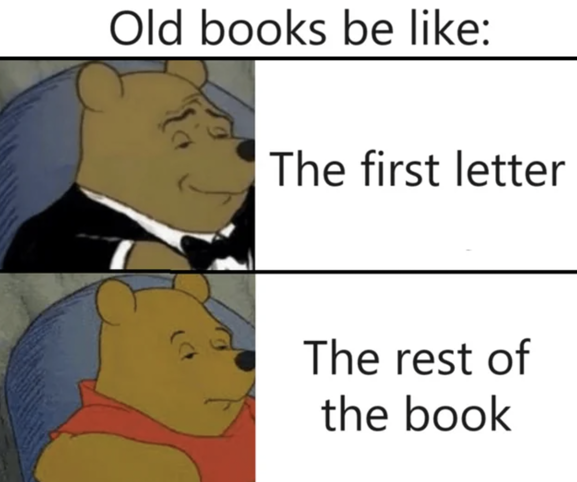 cartoon - Old books be The first letter The rest of the book