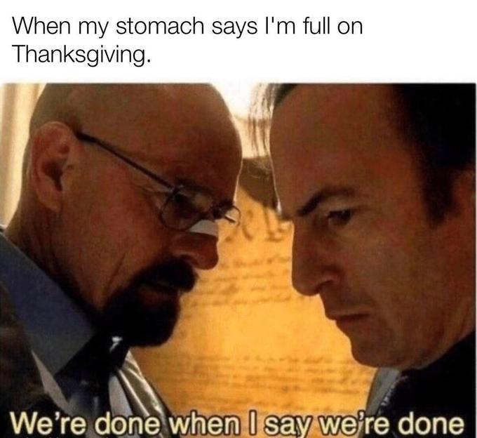 i m the captain now memes - When my stomach says I'm full on Thanksgiving. We're done when I say we're done