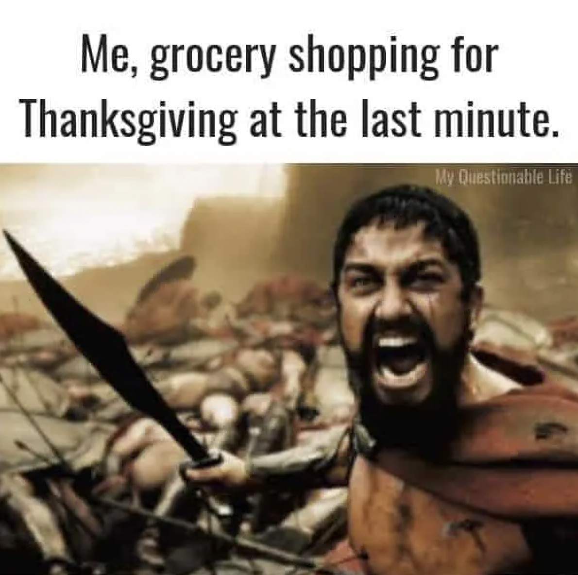 thanksgiving meme funny - Me, grocery shopping for Thanksgiving at the last minute. My Questionable Life