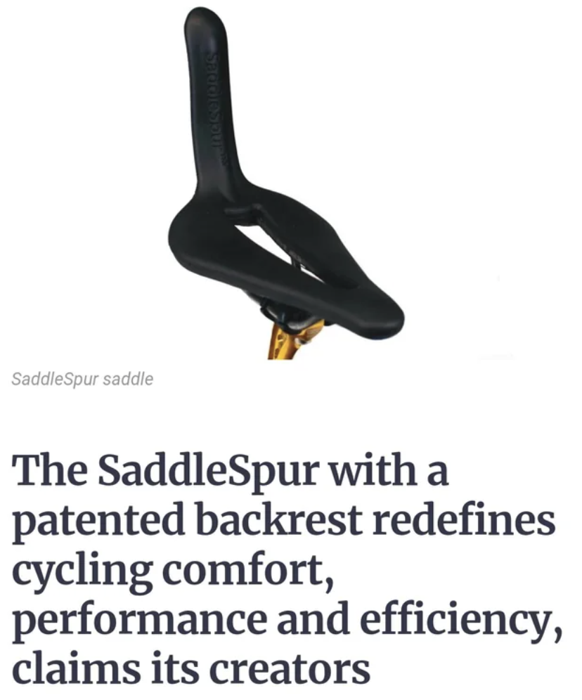 beak - SaddleSpur saddle The SaddleSpur with a patented backrest redefines cycling comfort, performance and efficiency, claims its creators