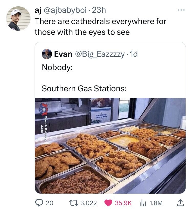 bakery - aj There are cathedrals everywhere for those with the eyes to see Evan Eazzzzy. 1d Nobody Southern Gas Stations .Life Truck Drivers 20 Great things come in pairs 13,022 1.8M