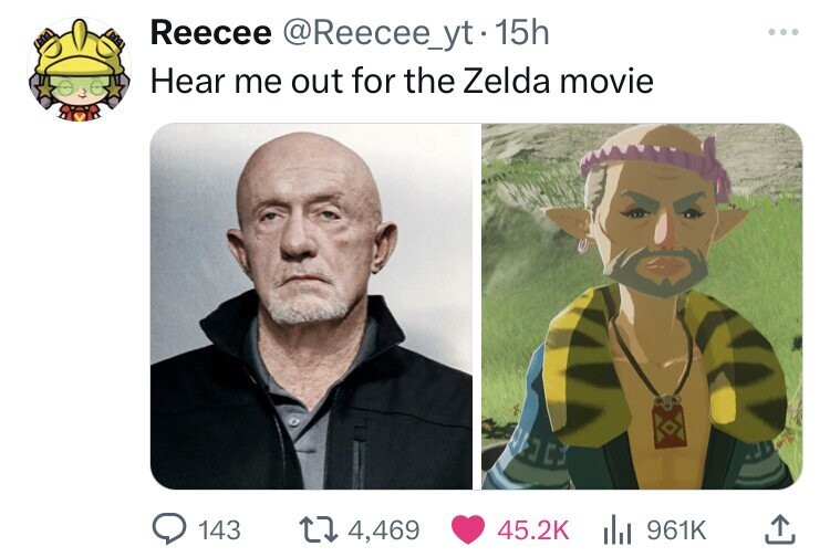 head - Reecee . 15h Hear me out for the Zelda movie 143 t4,469