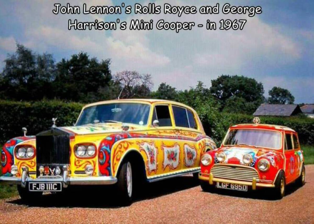 john lennon rolls royce george harrison mini cooper - John Lennon's Rolls Royce and George Harrison's Mini Cooper in 1967 Fjb Iiic Lgf 6950