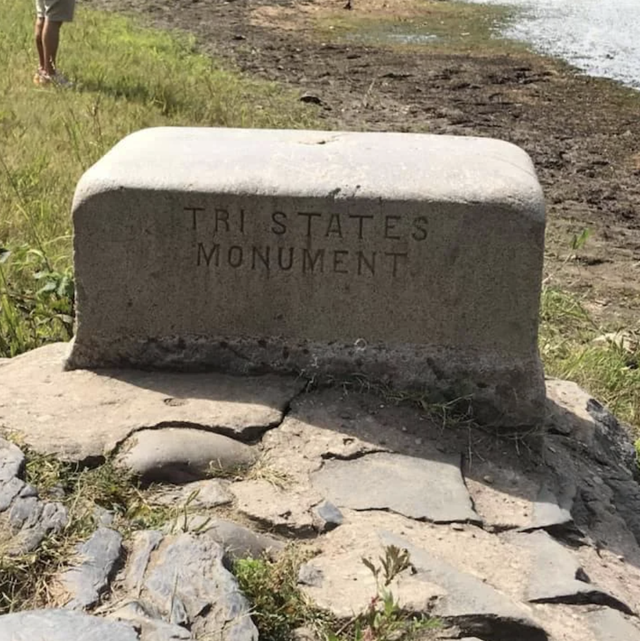The exact spot where NY, NJ, and Pennsylvania meet. Tri State Monument.