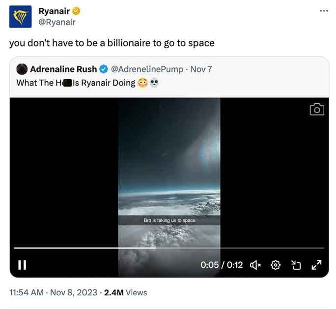 multimedia - Ryanair you don't have to be a billionaire to go to space Adrenaline Rush Nov 7 What The He Is Ryanair Doing || Bra is taking us to space 2.4M Views 2