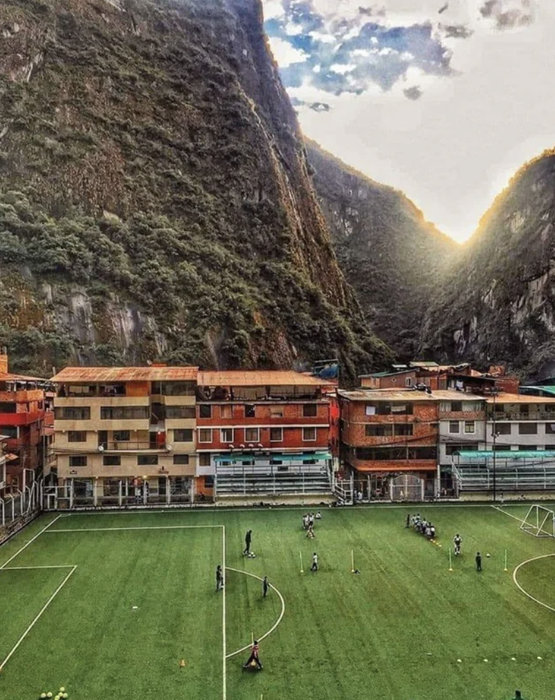 Football field in Aguas Calientes, Cuzco, Peru.