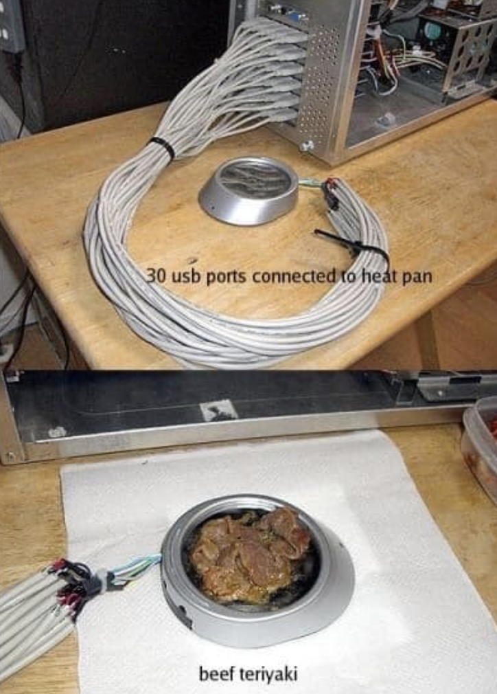 tableware - 30 usb ports connected to heat pan beef teriyaki