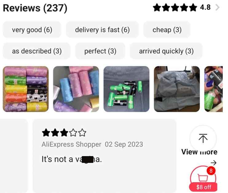 plastic - Reviews 237 very good 6 as described 3 delivery is fast 6 perfect 3 cheap 3 arrived quickly 3 AliExpress Shopper It's not a va a. 4.8 >> View more 8 $8 off
