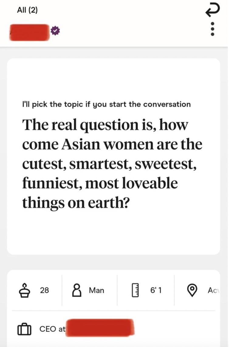number - All 2 I'll pick the topic if you start the conversation The real question is, how come Asian women are the cutest, smartest, sweetest, funniest, most loveable things on earth? 28 Ceo at & Man ... Ac