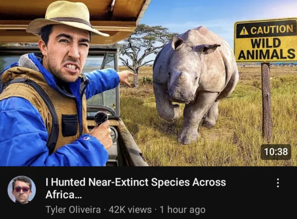 photo caption - I Hunted NearExtinct Species Across Africa... Tyler Oliveira 42K views 1 hour ago . A Caution Wild Animals ...